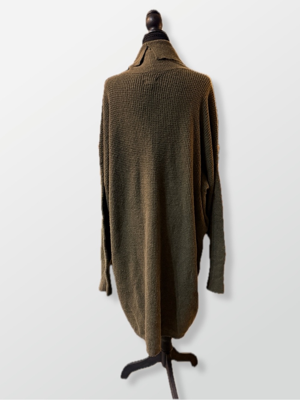 aerie Olive Green Waffle Knit Open Cardigan